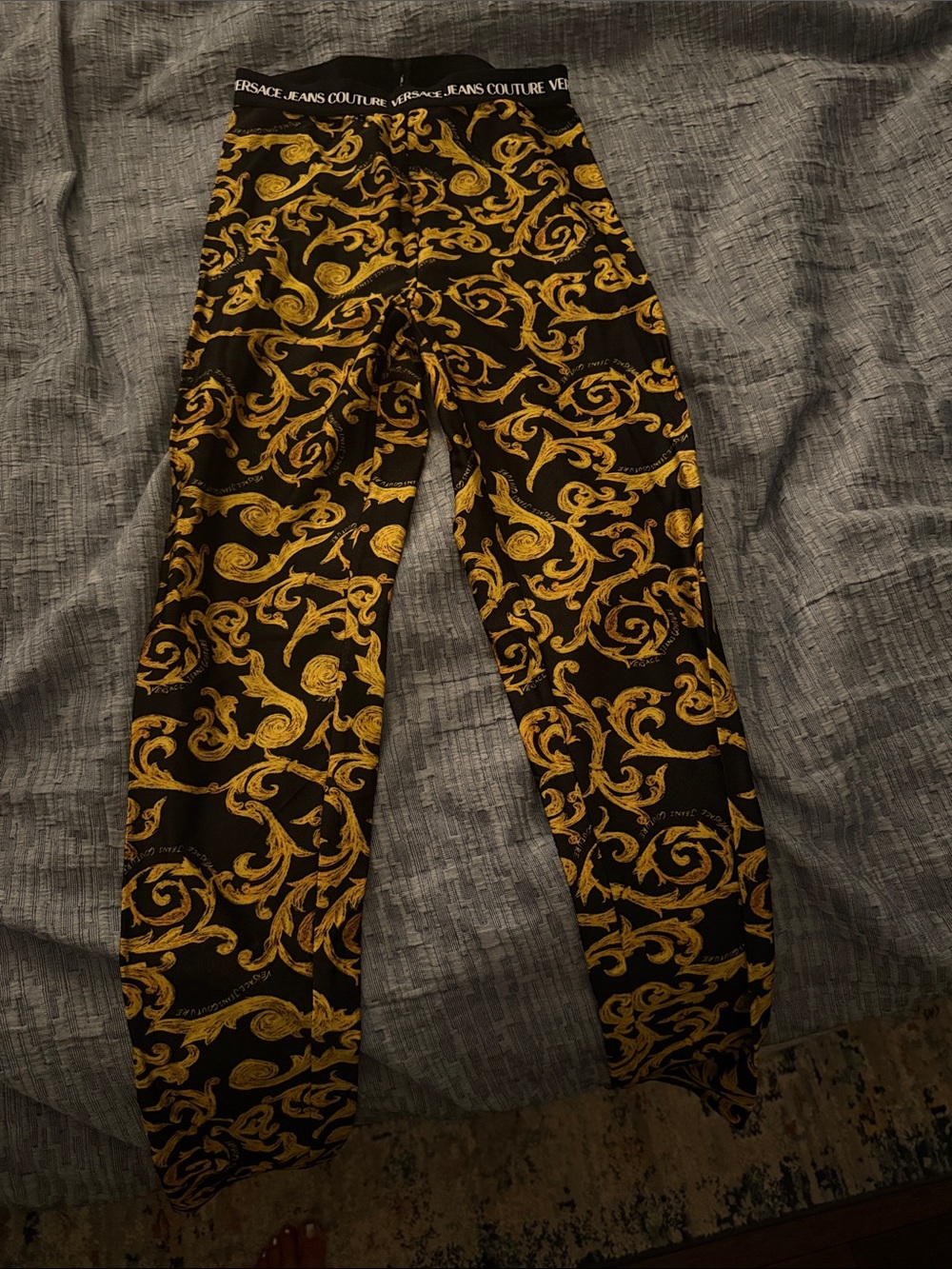 Versace Jeans Couture Black & Gold Baroque Leggings